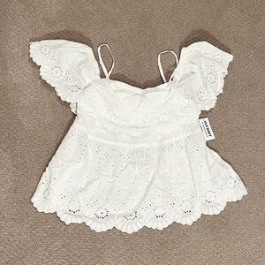 Old Andy White Eyelet Lace (off the shoulder)Top